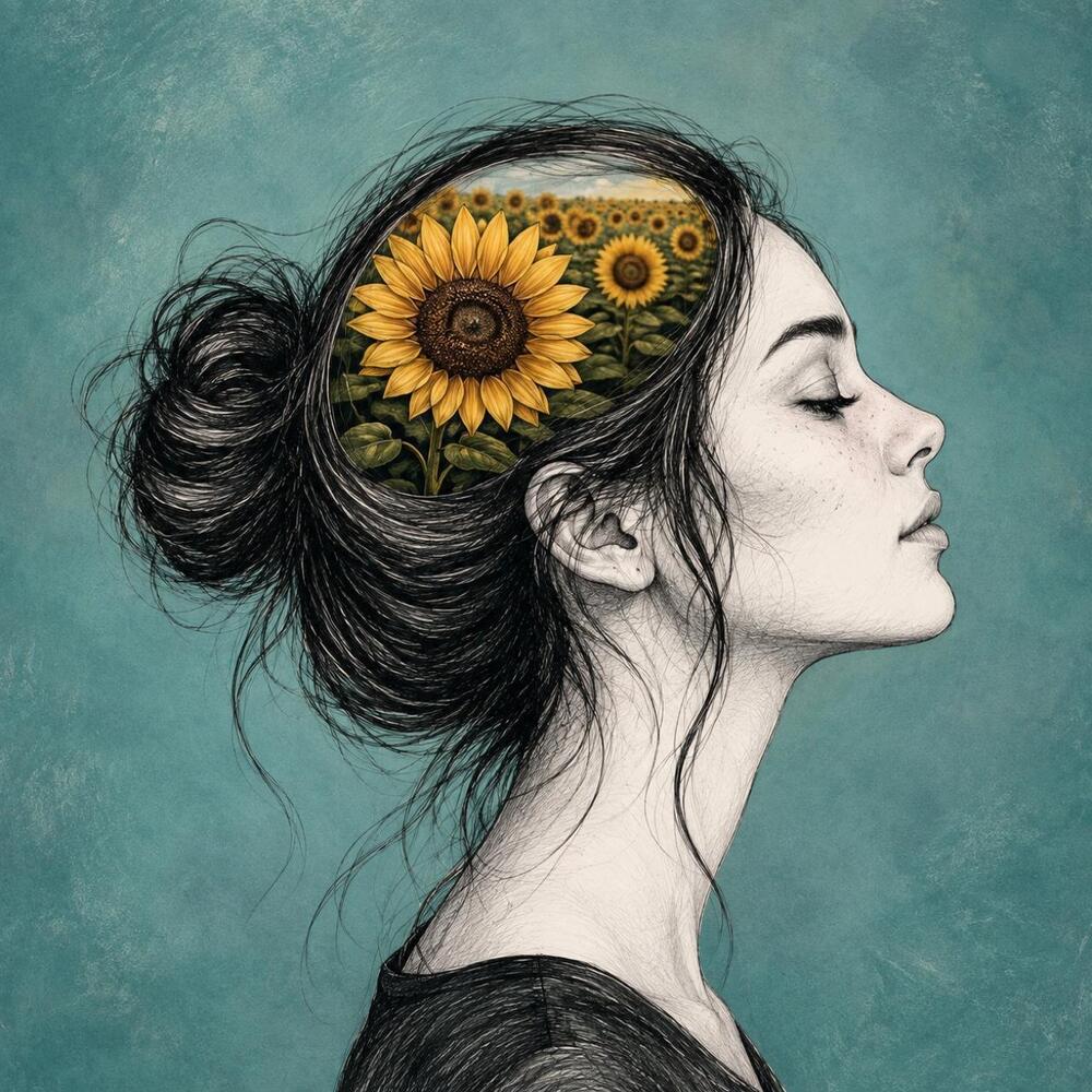 8x8 Framed Sunflower Mind Wall Art Print